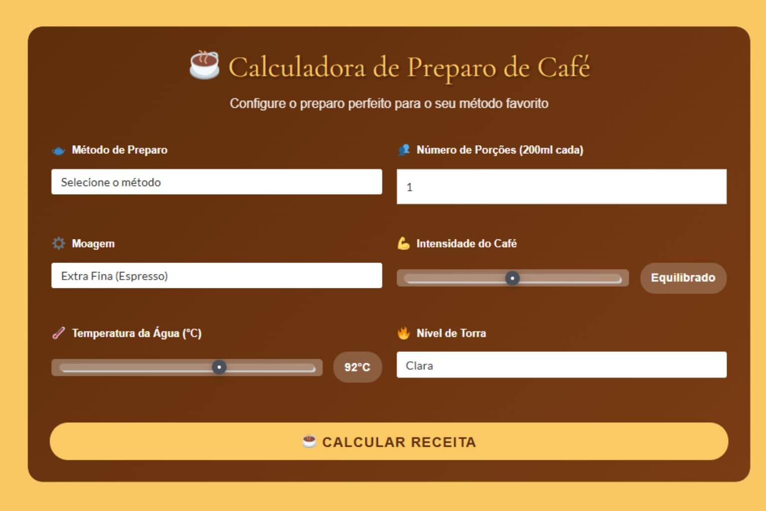 Leve a Calculadora de Café Cafenato para o seu site